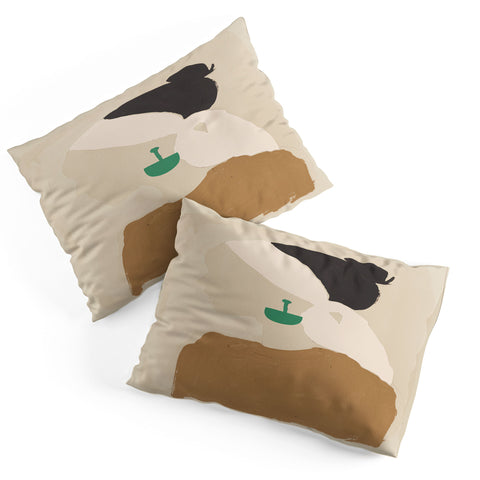 Megan Galante Minimalist Woman with Green Ea Pillow Shams