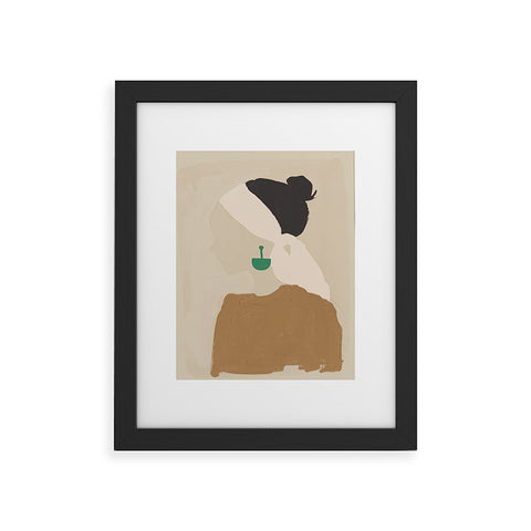 Megan Galante Minimalist Woman with Green Ea Framed Art Print