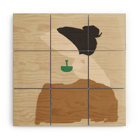 Megan Galante Minimalist Woman with Green Ea Wood Wall Mural