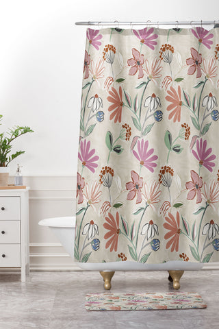 Megan Galante Monday Floral Shower Curtain And Mat
