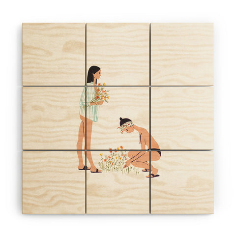 Megan Galante Picking Wildflowers Wood Wall Mural