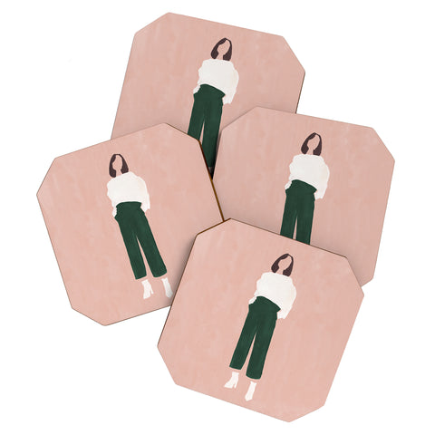 Megan Galante Pink and Green Coaster Set