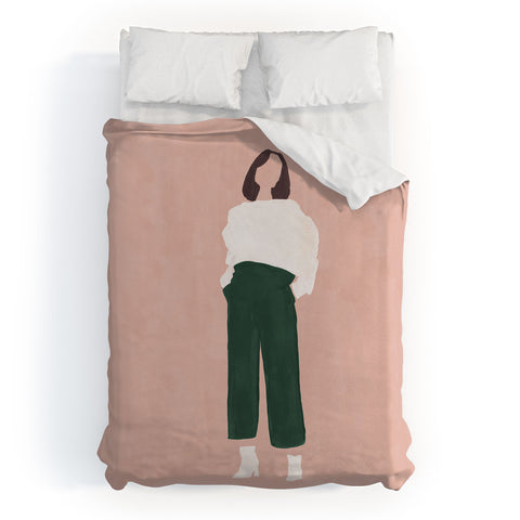 Megan Galante Pink and Green Duvet Cover