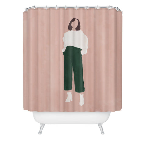 Megan Galante Pink and Green Shower Curtain