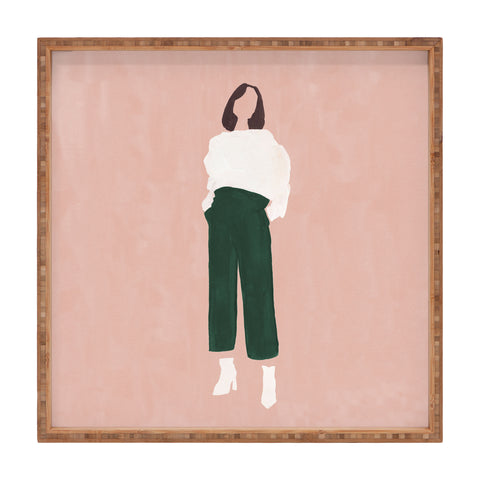 Megan Galante Pink and Green Square Tray