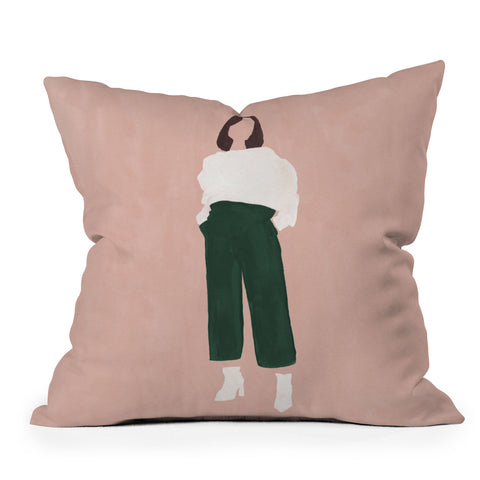 Megan Galante Pink and Green Throw Pillow