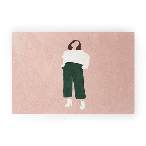 Megan Galante Pink and Green Welcome Mat