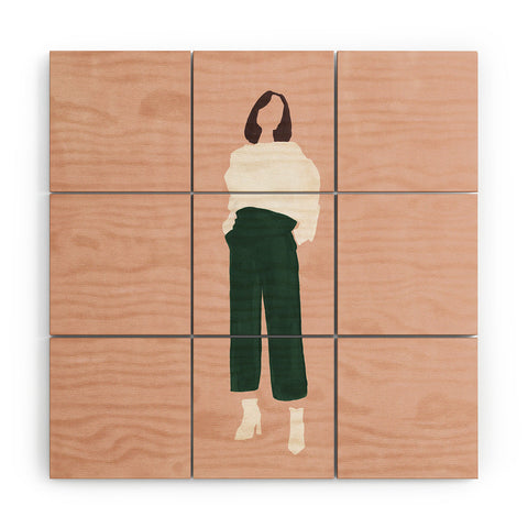 Megan Galante Pink and Green Wood Wall Mural