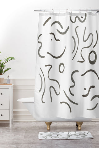 Megan Galante Stroke Abstract Shower Curtain And Mat