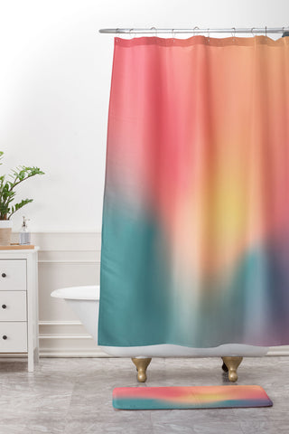 Metron Abstract Gradient Shower Curtain And Mat
