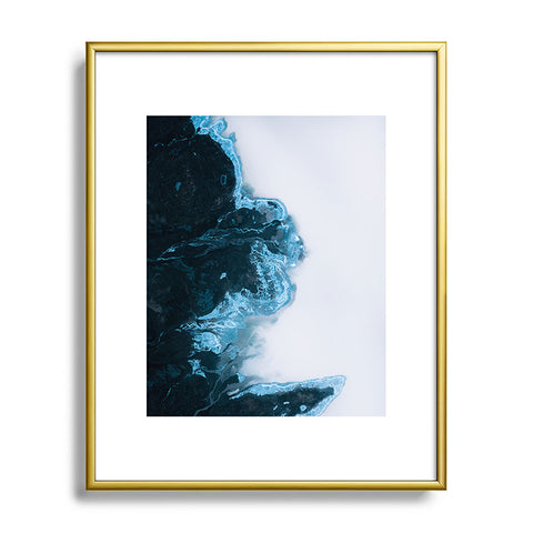Michael Schauer Abstract Aerial Lake in Iceland Metal Framed Art Print