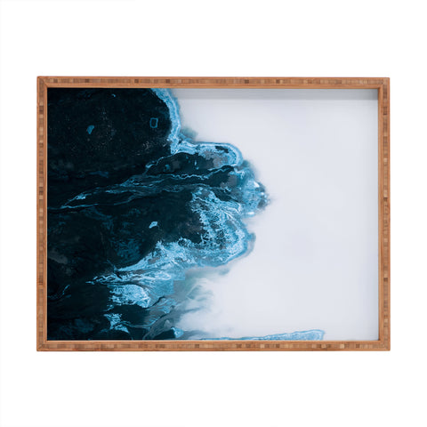 Michael Schauer Abstract Aerial Lake in Iceland Rectangular Tray