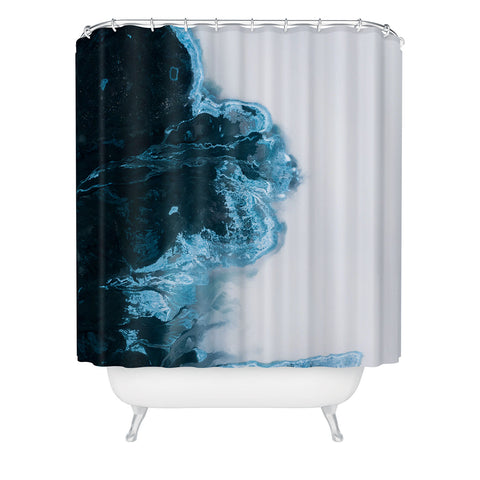 Michael Schauer Abstract Aerial Lake in Iceland Shower Curtain