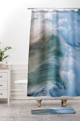Michael Schauer Crashing Wave in the evening Shower Curtain And Mat