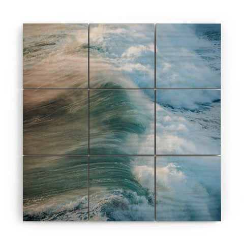 Michael Schauer Crashing Wave in the evening Wood Wall Mural
