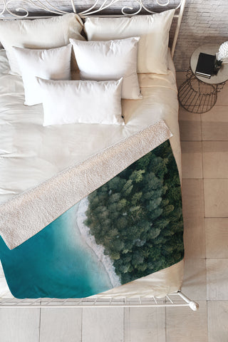 Michael Schauer Green and Blue Symmetry Fleece Throw Blanket