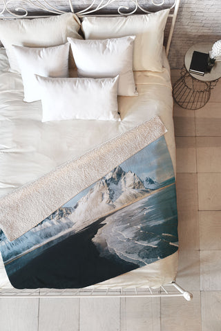 Michael Schauer Iceland Mountain Beach Fleece Throw Blanket