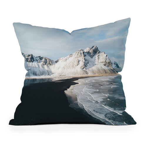 Michael Schauer Iceland Mountain Beach Throw Pillow