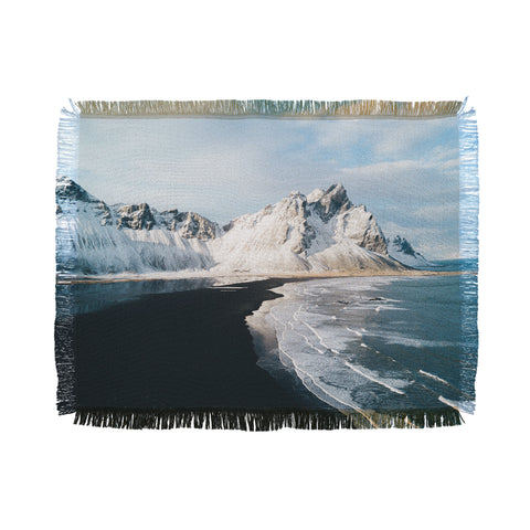Michael Schauer Iceland Mountain Beach Throw Blanket