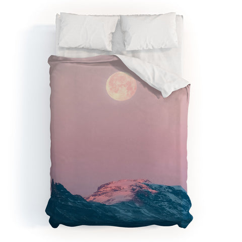 Michael Schauer Moon and the Mountains Duvet Cover