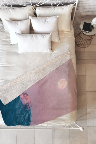 Michael Schauer Moon and the Mountains Fleece Throw Blanket