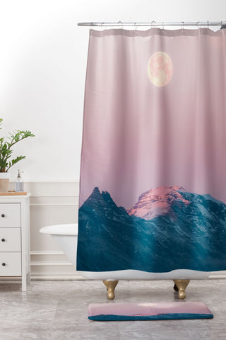 Michael Schauer Moon and the Mountains Shower Curtain And Mat