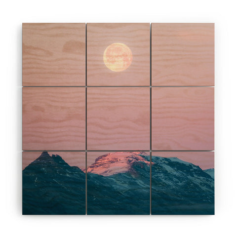 Michael Schauer Moon and the Mountains Wood Wall Mural