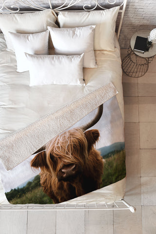 Michael Schauer Scottish Highland Cattle Fleece Throw Blanket