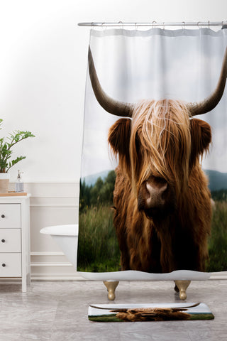 Michael Schauer Scottish Highland Cattle Shower Curtain And Mat