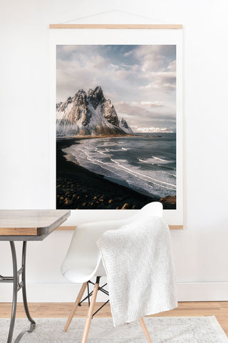 Michael Schauer Stokksnes Icelandic Mountain Beach Sunset Art Print And Hanger