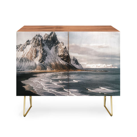 Michael Schauer Stokksnes Icelandic Mountain Beach Sunset Credenza