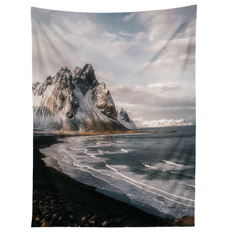 Michael Schauer Stokksnes Icelandic Mountain Beach Sunset Tapestry