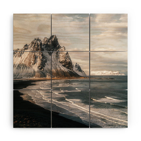 Michael Schauer Stokksnes Icelandic Mountain Beach Sunset Wood Wall Mural