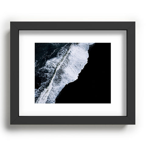Michael Schauer Waves crashing on a black sand beach Recessed Framing Rectangle