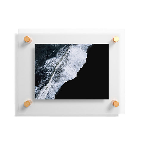 Michael Schauer Waves crashing on a black sand beach Floating Acrylic Print