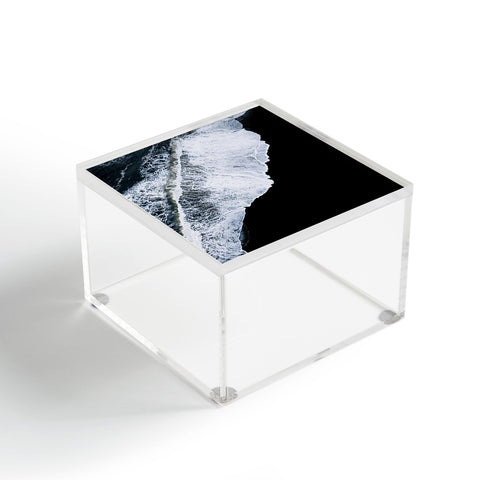 Michael Schauer Waves crashing on a black sand beach Acrylic Box