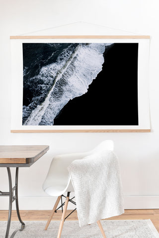 Michael Schauer Waves crashing on a black sand beach Art Print And Hanger
