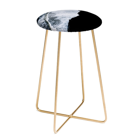 Michael Schauer Waves crashing on a black sand beach Counter Stool