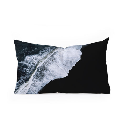 Michael Schauer Waves crashing on a black sand beach Oblong Throw Pillow