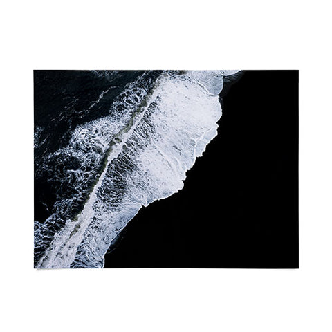 Michael Schauer Waves crashing on a black sand beach Poster