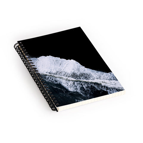 Michael Schauer Waves crashing on a black sand beach Spiral Notebook