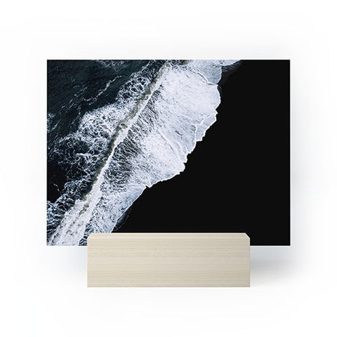 Michael Schauer Waves crashing on a black sand beach Mini Art Print