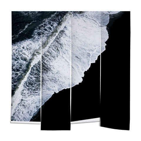 Michael Schauer Waves crashing on a black sand beach Wall Mural