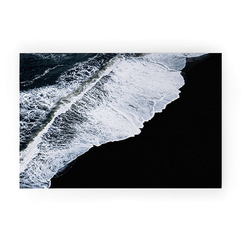 Michael Schauer Waves crashing on a black sand beach Welcome Mat
