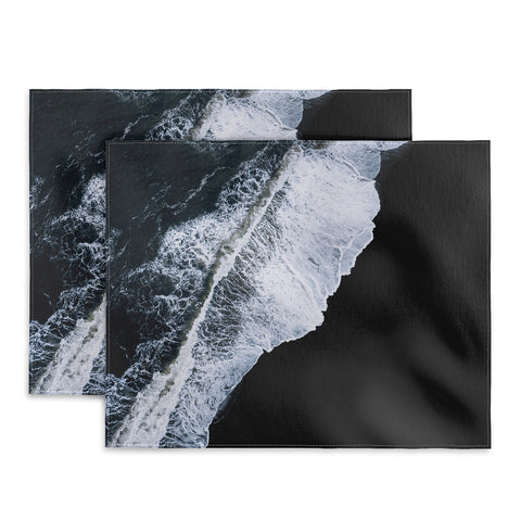 Michael Schauer Waves crashing on a black sand beach Placemat