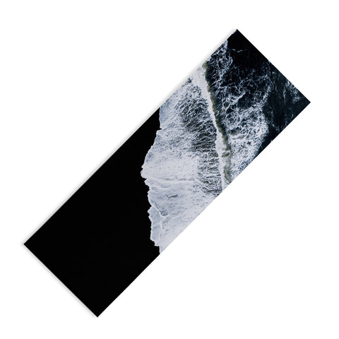 Michael Schauer Waves crashing on a black sand beach Yoga Mat