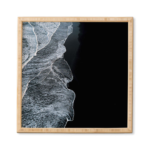 Michael Schauer Waves on a black sand beach Framed Wall Art