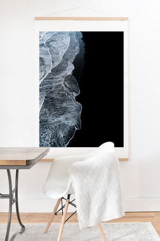 Michael Schauer Waves on a black sand beach Art Print And Hanger