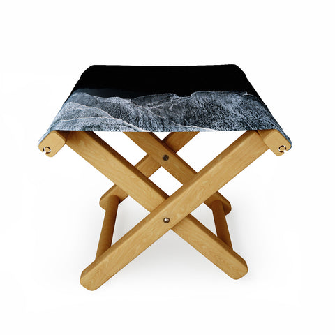 Michael Schauer Waves on a black sand beach Folding Stool