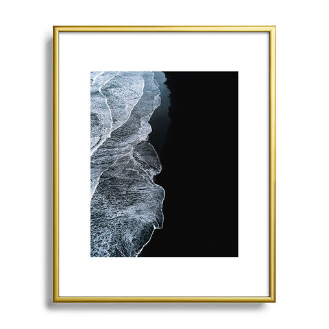Michael Schauer Waves on a black sand beach Metal Framed Art Print